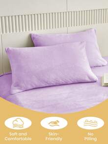 2pcs Warm Crystal Velvet Pillowcases, Purple Pillowcases, Bedding, Pillowcases, Room Decor, Home Decor, Comfortable And Easy To Care, Breathable, Suitable For Living Room, Dormitory And Hotel, Autumn Decor, Winter Decor, All Season Use, Pillow Insert Not Included - Mauve Purple - View 4