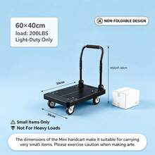 Heavy-Duty Folding Handle Garden Trolley, Four-Wheeled Outdoor Multi-Functional Flatbed Cart, Suitable For Transporting And Storing Items, Plants, Soil, And Garden Work; 1280/780/200BLS Available. - Black - View 9