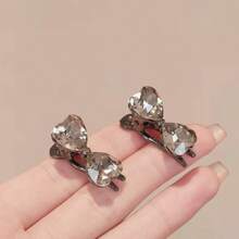 Small Crystal Bow Side Alligator Hair Clip, Premium Forehead Fringe Clip, Mini Bangs Clip With Rhinestones - Multicolor - View 1
