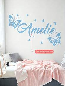 Custom Designed Classic Butterfly & English Letter Wall Decals, Suitable For Bedroom, Living Room, Study And Dining Room Decoration, Self-Adhesive Removable PVC Wall Stickers - Multicolor - View 10