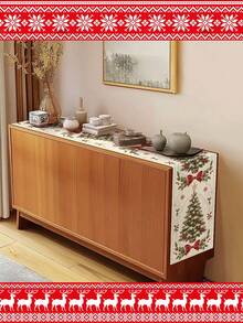 1 pièce, Noël, Chemin de table décoratif de Noël, Nappe à motif floral de Noël, Éléments décoratifs de Noël, Couronne de Noël, Couvre-poussière pour micro-ondes, Décoration de cheminée, Options de tailles multiples, Convient à différents scénarios de décoration intérieure, Décoration de cheminée, Décoration intérieure, Décoration d'entrée, Décoration de table de salle à manger de Noël - Multicolore - Voir 6