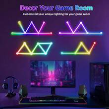 DIY 模組化 RGB 智慧壁燈,APP 控制幾何 LED 壁燈,音樂同步,1600 萬色 40+ 動態效果,易安裝模組化氛圍夜燈,適用於遊戲室、臥室、客廳、酒吧裝飾 - DIY燈具 - 查看 9