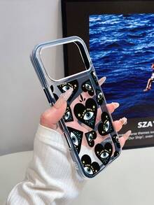 1pc Black Frame Transparent Minimalist Lens Protection Anti-Drop Anti-Collision Full Screen Blue Eye Pattern Phone Case Personalized Suitable For IPhone 16 Pro Max Phone Case 17/16/15/14/13/12/11 Protective Case Air - Multicolor - View 2