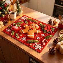 1pc Dish Drying Mat, Coffee Machine Mat, Christmas Red Plaid Coaster, High Absorbency Quick Dry Mat, Suitable For Kitchen Table, Bar Counter Decoration And Protection, Christmas Atmosphere Desktop Protection Mat, Multi-Purpose Drying Mat, Home Gift, Desktop Decor, Holiday Room Decoration Supplies - XYLSD-978 - View 3