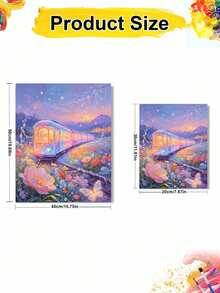 Adult Digital Oil Painting, Crystal Train DIY Acrylic Oil Painting Kit, Canvas Material Includes Drawing Tools, Adult Digital Oil Painting Set, Home Decor Painting. - Sets - View 4