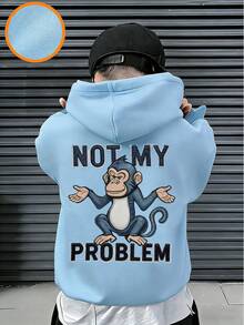 Tween Boy Fun Print Pullover Sweatshirt, Warm And Comfortable Thermal Lined Pullover Sweatshirt For Autumn/Winter - Baby Blue - View 1