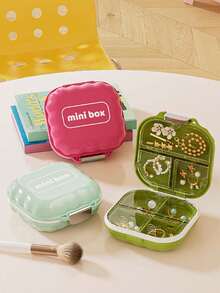 1pc Portable Mini Jewelry Storage Box, Multi‑Compartment Travel Earring Ring Organizer Case, Compact Small Accessory Holder For Daily & Trip Use, Multi‑Color Available,Weekend Trip Organizer,Christmas Stocking Filler.Birthday Small Gift. - Multicolor - View 2
