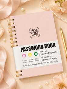1set Spiral Password Organizer Notebook With Website, Username, Password/Hint, Email/Phone & Notes Sections, Office Desk Accessories Office Supplies, Halloween Gifts For Home & Work - A6 - View 1