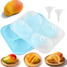 Cetakan Mangga 3D Silikon, Cetakan Mangga dengan 2 Corong, Cetakan Silikon 4 Rongga untuk Membuat Permen, Cokelat, Es Krim, Jeli, Puding, Perlengkapan Kue untuk Penggunaan di Rumah dan Profesional - MultiWarna - View 10