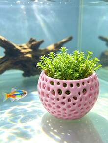 3D Printed Hollow Sphere Aquatic Plant Pot, Fish Tank Aquascaping Planting Container, Fish And Shrimp Hiding Cave, Aquarium Decoration Ornament - Happy Aquarium - View 8