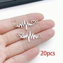 10/20pcs Silvery Heartbeat Link Connectors Mixed Heart Paw Print Infinity Alloy Connector Charms For DIY Bracelet Necklace Jewelry Making Findings - Silver - View 11