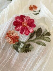 Girls' French Country Style Floral Embroidered Sweet Petal Sleeve Princess Dress, Random Embroidery, Autumn - Apricot - View 8