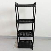 Three-Layer Pulley Mobile Storage Cart - Easy-Assembling Plastic Storage Rack For Bathrooms, Kitchens, RVs, Offices And Workshops, Featuring 3 Hanging Baskets And 3 Layers Of Shelves, Saving Space - Multicolor - View 5