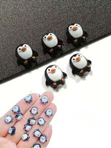 50pcs Mini Resin Penguin Decorations Black Small Figurines For DIY Crafts, Micro Landscape Christmas Scene Decor, Theme Party, Gift Accessories, Holiday Celebration - Multicolor - View 1