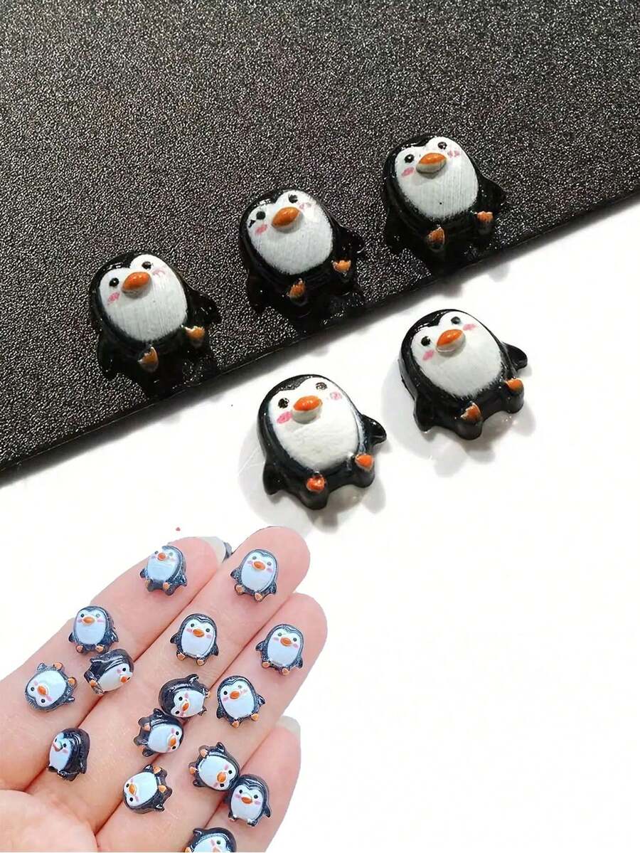 50pcs Mini Resin Penguin Decorations Black Small Figurines For DIY Crafts, Micro Landscape Christmas Scene Decor, Theme Party, Gift Accessories, Holiday Celebration - Multicolor - View 1