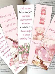 30 buah Pembatas Buku Bertema Merah Muda, Kartu Dekoratif Kecil untuk Buku, Kartu Dekoratif untuk Membaca, Kartu Penanda Buku - A - View 6