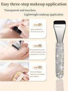 1pc Highly Attractive Sparkling Artificial Rhinestone Concealer & Foundation Brush, Travel Portable Soft & Adherent Makeup Brush For Liquid Base Makeup, Gift - Multicolor - View 8