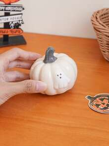 1pc Halloween Pumpkin Ceramic Tea Pet, Ghost Little Pumpkin Desktop Decoration Ornament, Exquisite, Suitable For Home Decor, Tea Table, Dining Table, Living Room, Entrance Hall Decoration, Gift, Holiday Decoration - Multicolor - View 10