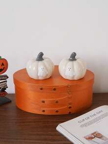 1pc Halloween Pumpkin Ceramic Tea Pet, Ghost Little Pumpkin Desktop Decoration Ornament, Exquisite, Suitable For Home Decor, Tea Table, Dining Table, Living Room, Entrance Hall Decoration, Gift, Holiday Decoration - Multicolor - View 3