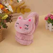 1pc Cute Cat Ear Plush Earmuffs, Women's Winter Warm Accessory - Multicolor - View 10