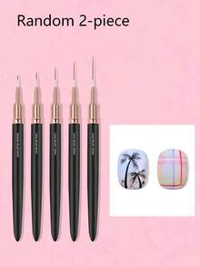 2pcs Random Black Metal Handle Nail Art Liner Brush - Black - View 7