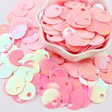 210pcs 15mm Large Hole Flat Round Metallic Glitter Pvc Silver Base AB Color Sequins Large Hole Loose Shiny Sequin Paillettes Spangles Applique Bulk For Sewing Making Crafts Embroidery Clothes Dresses Garment Diy - 20 Grams - View 15