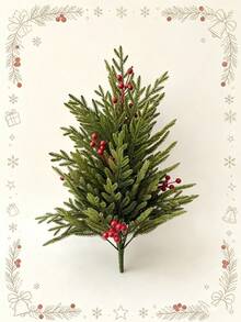 1pc Artificial Pine Christmas Tree With Red Berries, Artificial Cedar Plant, Christmas Artificial Plant, Christmas Party Decoration, Suitable For Home Decor, Christmas Tree Decoration, Room Decor, Bedroom Decor, Tabletop Decor, Porch Decor - Multicolor - View 7