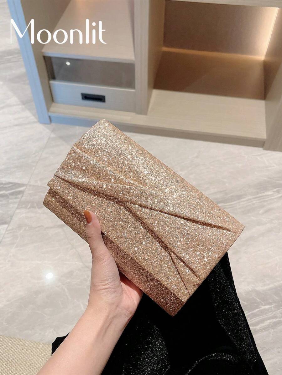 Moonlit EveBag Fashionable Shiny Evening Clutch Bag For Parties - Champagne - View 1