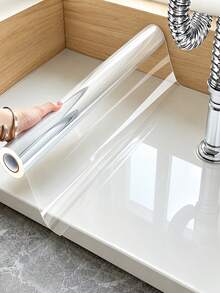 Transparent Kitchen Sink Waterproof Oil-Proof Protective Film, Cuttable Glossy Countertop Wall Splash Guard Film, Suitable For Sink Surround And Smooth Surfaces - Transparent - View 1