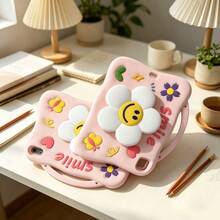 Cute Cartoon Flower Silicone Shockproof Protective Case With Retractable Rotating Stand And Hidden Pen Slot, With Handle, Compatible With IPad A16/ Pad 6/6Pro/7/7Pro/ MatePad SE/Honor Pad X8A, Suitable For Students Online Classes, Mobile Office And Home Movie Watching - Pink - View 6