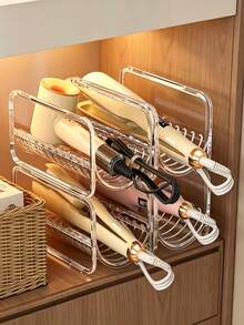 1pc Stackable Transparent Hair Tool Storage Rack, Curling Iron Holder, Hair Dryer Storage Box, Curling Wand Organizer, Item Storage Shelf, Straightening Brush Organizer, Flat Iron Holder, Stackable Design, Countertop Style, Suitable For Bathroom, Countertop, Vanity, Washbasin, Toilet, Entryway, Practical Storage Shelf - Multicolor - View 4