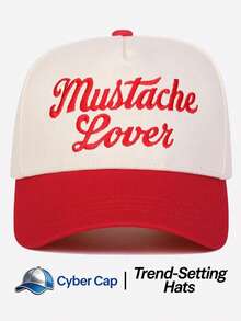 1pc Women's "Mustache Lover" Trucker Hat Adjustable Design Stylish Embroidered Five-Panel Cap Perfect For Casual Wear, Parties Travel - Multi-color - View 15