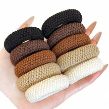 10pcs Mix Color High Elasticity Thickened Versatile Simple Scrunchies, Hair-Friendly (Random Color) Hair Ties Hair Rope - Multicolor - View 8