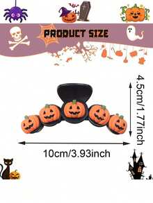 1pc Halloween Pumpkin Bat Hair Clip, Back Of Head Hair Clip, Ghost Festival Holiday Costume Fun Headpiece - Multicolor - View 8