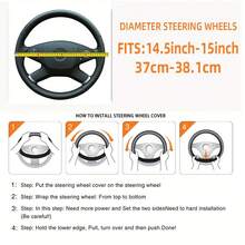 Bubble Crown Rhinestone Car Steering Wheel Cover, PU Leather Without Inner Ring, Suitable For 15inch, Multiple Options Available - Multicolor - View 2