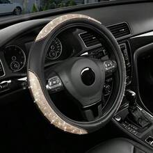 亮面汽車方向盤套，彩色拼接設計，優雅女神風，15英吋，多色可選 - 彩色 - 查看 8