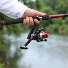 KecchKrezing Red Telescopic Straight Handle Lure Fishing Rod And Spinning Reel Set, Full Accessories Including Various Bionic Lures, Fishing Hooks, Bite Alarm Bell, Floats, Mini Landing Net And Carrying Bag, Suitable For River, Lake And Shore Leisure Lure Fishing - Red - View 6