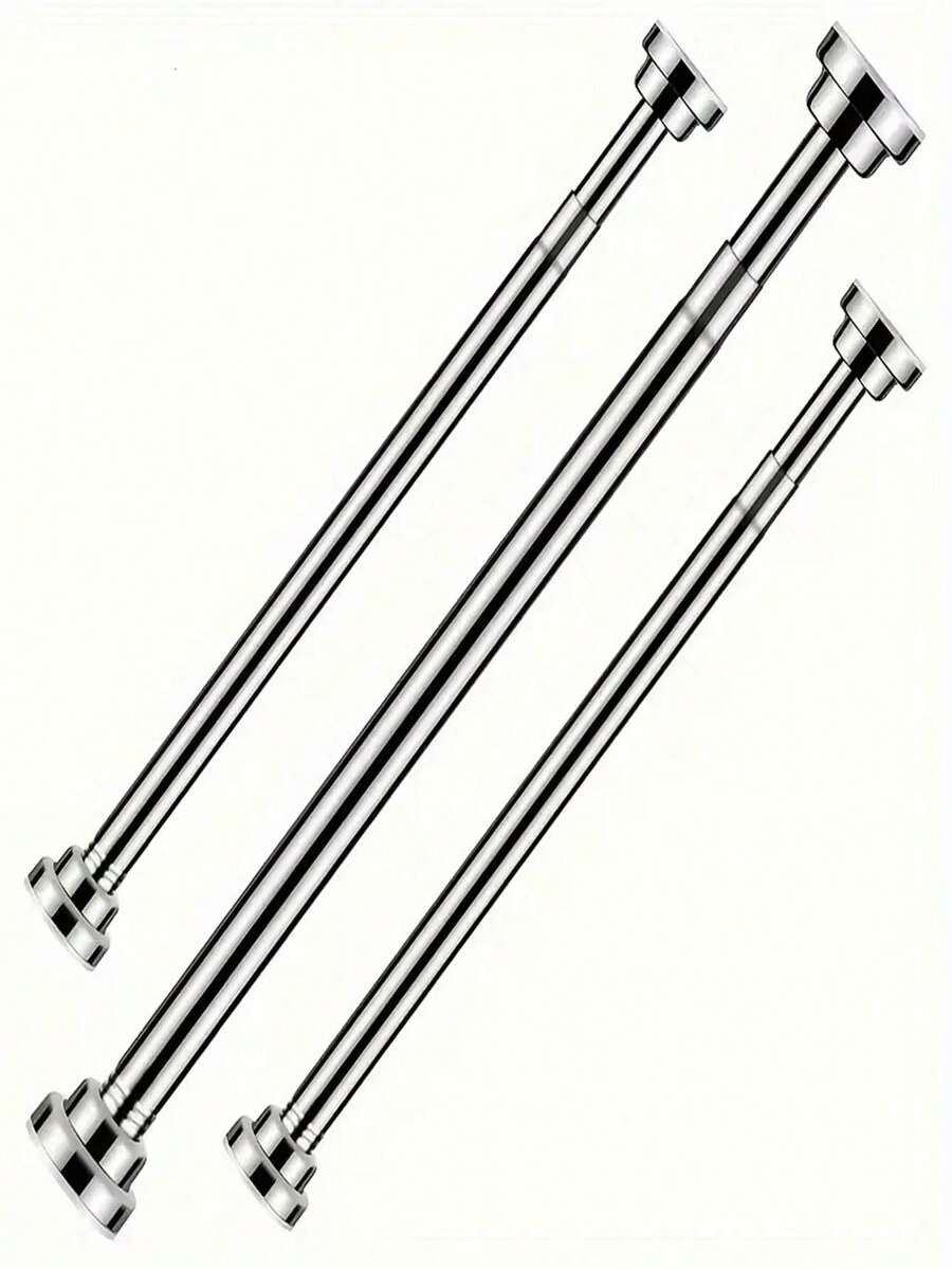 Extra Long No-Drill Stainless Steel Telescopic Rod, Can Be Used As Curtain Rod, Closet Hanging Rod, Clothes Rack Or Support Bar, Stainless Steel Material