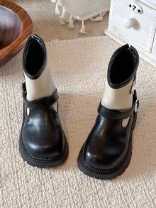 Girls' Cute Boots, Children's Mid-Calf Ankle Boots, Non-Slip And Wear-Resistant - Black - View 3
