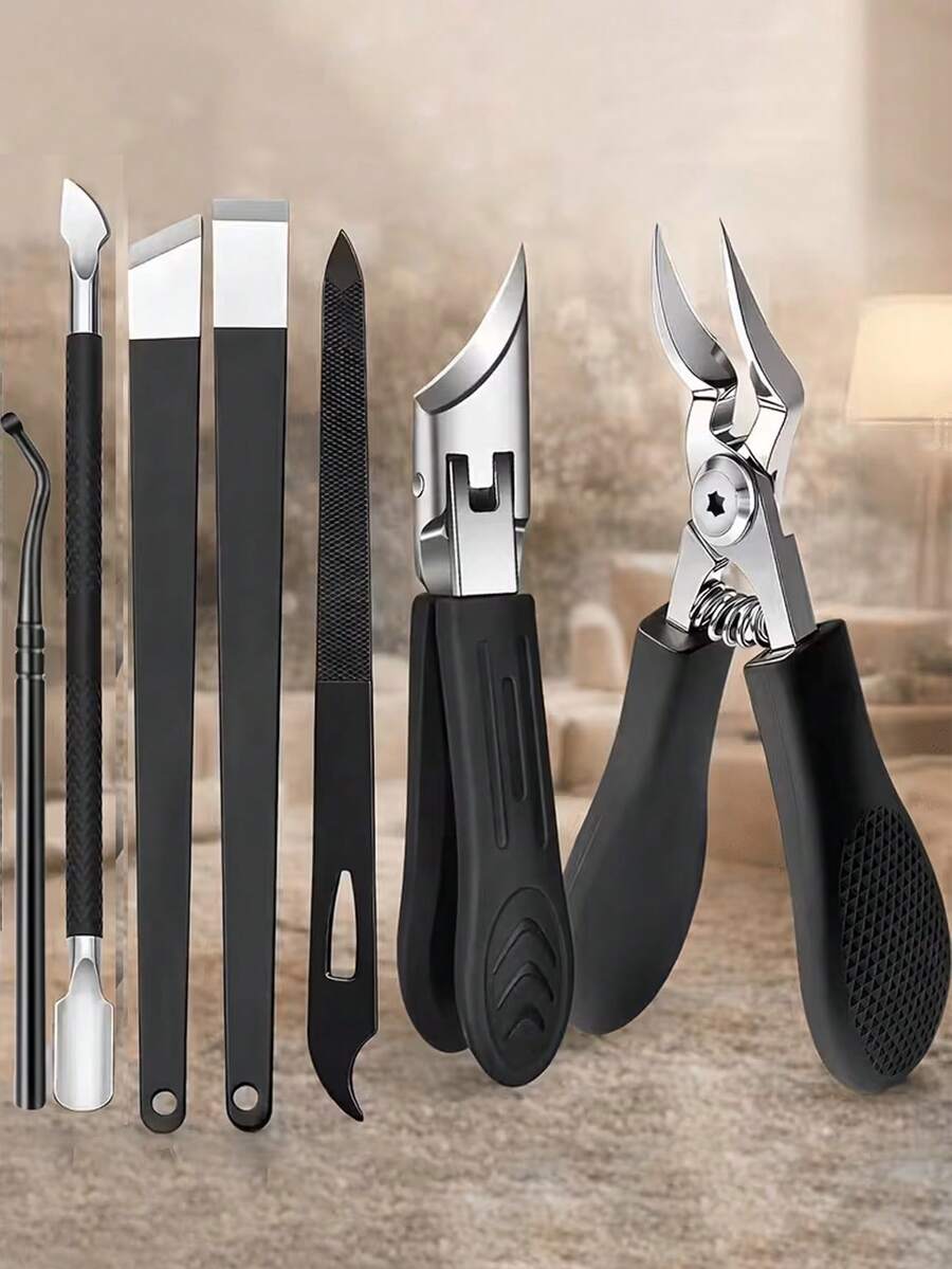 Modern Stainless Steel Nail Clipper And Pedicure Set, Slanted Tip Nail Clipper, Manicure And Pedicure Tools, Callus Remover, Unisex Nail Care Set, Suitable For Toenails, Halloween Gift, Includes Nail File - A - View 1