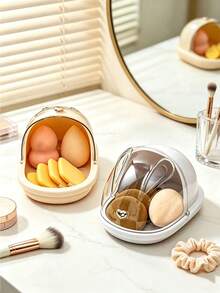 1PC/4PCSPortable Flip‑Lid Makeup Sponge Storage Case, Dust‑Proof Cosmetic Puff Organizer Box, Transparent Visible Cover Design, Holder For Makeup Sponge And Makeup Puffs, Compact Storage Container For Desktop Vanity And Outdoor Travel Use - Multicolor - View 4