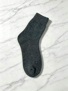 1/3/7 Pairs Men's Black Winter Thermal Lined Warm Socks, Thickened Brushed Socks, Cold-Proof Warm Hiking Socks, Winter Thick Fuzzy Socks, Easter Suitable For Outdoor Activities, Cycling Socks, Couple Socks, Women's And Men's Warm Boot Socks, Thickened Ski Socks - Black 2 Pairs - View 5