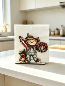 Christmas Wooden Napkin Holder, Santa Claus Sleigh Design, Suitable For Dining Table, Family Dinner, Home Decor, Holiday Table, Napkin Storage Rack, Suitable For Kitchen Countertop, Christmas Party Table Centerpiece And Supplies - View 8