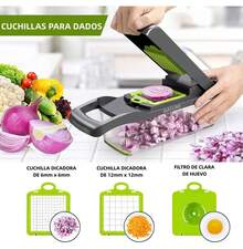Rallador Cortador Rebanador Picador 13 Piezas Manual Para Futas Y Verduras Viralix - Verde - Ver 5