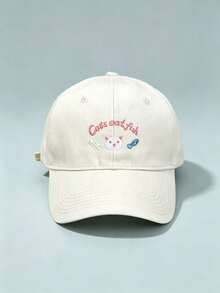 1pc Cute Cat Fish Embroidery Baseball Cap, Adjustable Soft Cotton Dad Hat, Unisex Casual Sun Hat For Girls Outdoor Daily Travel - Multiple Styles - View 13