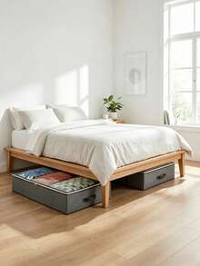 Multi‑Size Under‑Bed Storage Boxes With Transparent Visible Lids, Zipper Closure, Side Handles, Dust‑Proof And Moisture‑Resistant. Suitable For Storing Quilts And Clothes To Save Household Storage Space. - Multiple Specifications - View 2