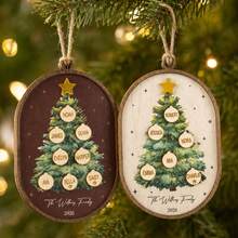 Custom Festive Christmas Family Tree Ornament, Personalized Name Hanging Decor, Merry Christmas Wooden Decoration For Gift Giving And Holiday Party Favors, Customized Xmas Ornament With 2-8 Custom Family Names, Customizable Holiday Keepsake Gift. - Style a - View 6