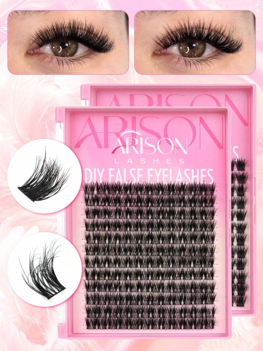 ARISON 120PCS DIY False Eyelashes Makeup Tools Natural Look Cat Eye Look Matte Black False Lashes Extension Supplies - View 1