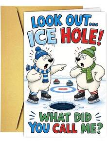 1Pc Fun Pun Ice Cave Polar Bear Greeting Card, Hilarious Winter Themed Holiday Greeting Card, Suitable For Friends, Family, Colleagues, Ideal Choice For Christmas, Winter Parties And Holiday Celebrations - View 3