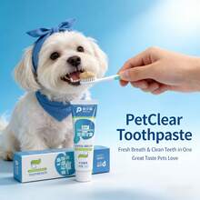 PC Petclear Dual-Action Pet Toothpaste, Universal Oral Care For Cats And Dogs. Dual-Action Formula For Cleaning And Tooth Protection, Deeply Cleans Tooth Surface Dirt, Reduces Plaque Buildup, Long-Lasting Fresh Breath, Improves Oral Odor, Suitable For Daily Pet Tooth Cleaning And Maintenance. - Baby Blue - View 3